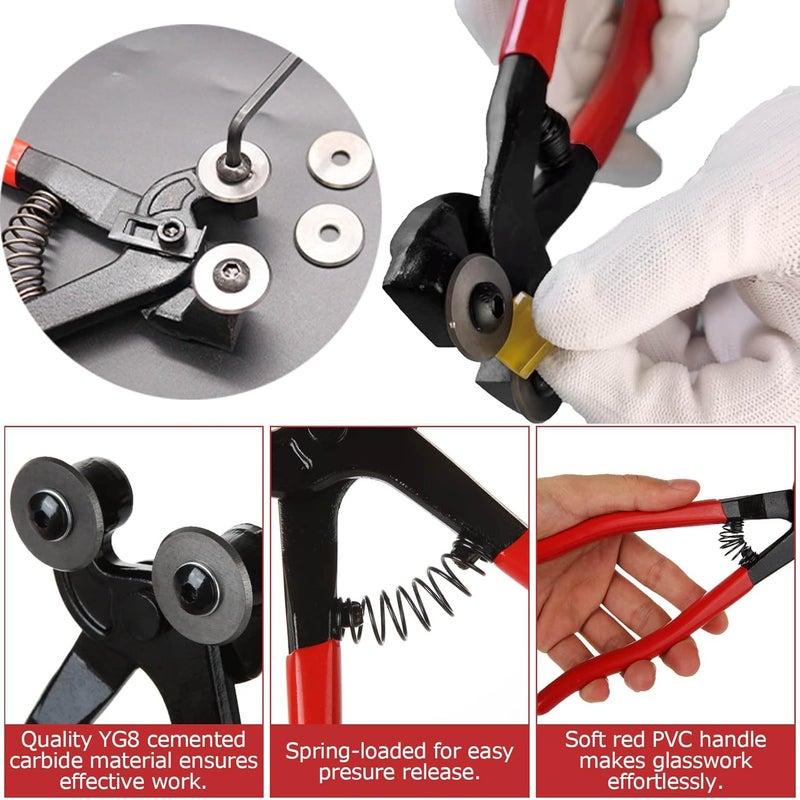Tayfeim Glass Cutter Tool Glass Cutting Tool Set Kit with Glass Running Pliers Breaking Pliers Wheeled Tile Nippers, Glass Cutter for Stained Glass Mirror Tile Cut，Zipper Package - Image 3